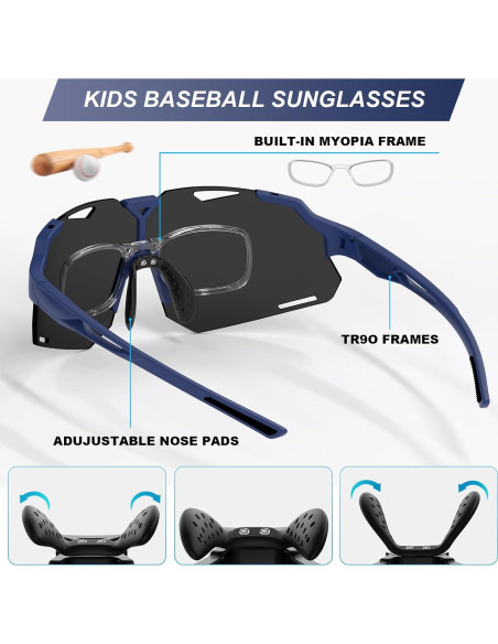 Gafas de sol polarizadas para niños TR90 UV400 Azulrojo