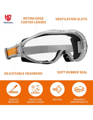 Gafas de Seguridad Anti-Niebla HGdnefen - Lentes Resistentes