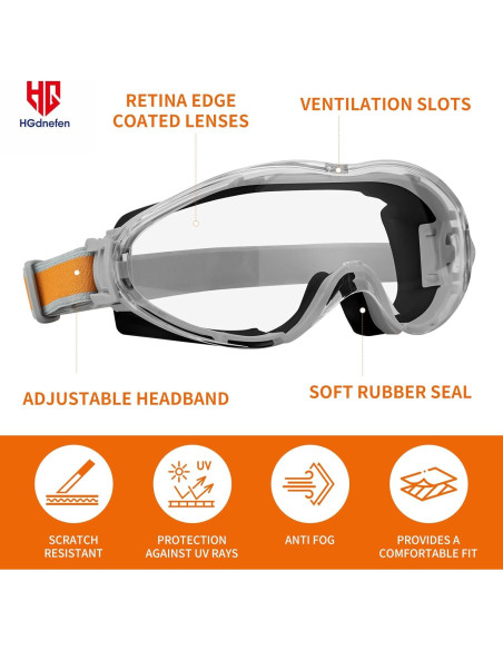 Gafas de Seguridad Anti-Niebla HGdnefen - Lentes Resistentes