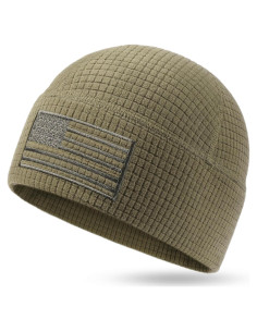 Gorro Táctico de Forro Polar Grid con Bandera Americana - Oliva Militar