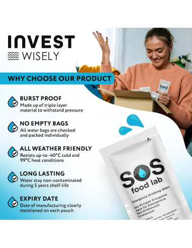 Agua Potable de Emergencia S.O.S - 62 Sachets de 125 ml