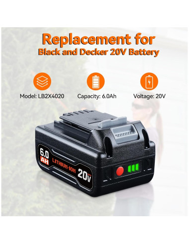 Paquete de Batería de Ión de Litio 20V Black and Decker 2P