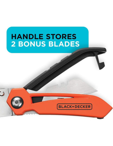Cuchillo Utility Plegable BLACK+DECKER BDHT10002 con 3 Cuchillas