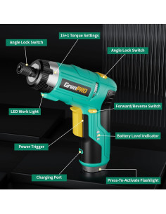 Destornillador Eléctrico GRENPRO 3.6V con 44 Accesorios 2