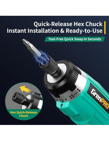 Destornillador Eléctrico GRENPRO 3.6V con 44 Accesorios