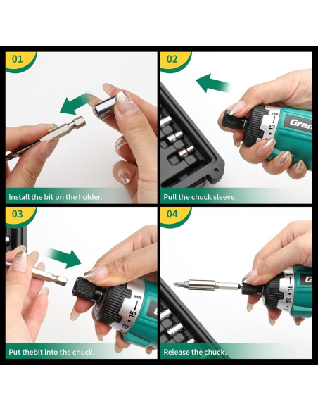 Destornillador Eléctrico GRENPRO 3.6V con 44 Accesorios