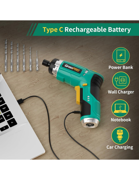 Destornillador Eléctrico GRENPRO 3.6V con 44 Accesorios