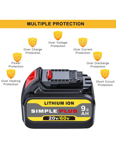 Batería de Reemplazo Dewalt 60V 9Ah - Paquete de 4