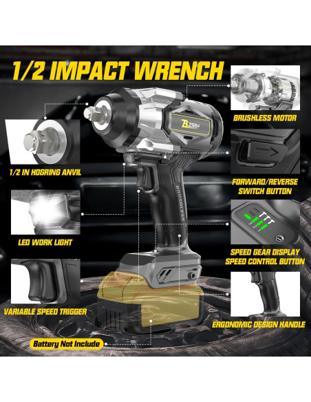 Llave de impacto inalámbrica B.ZSSY 1/2" 1360N.m 20V