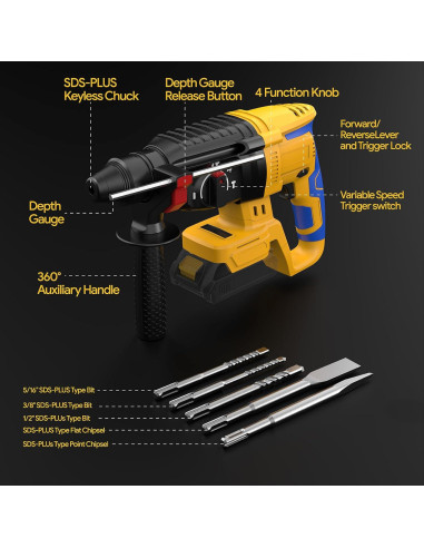 Taladro de Martillo Rotativo Inalámbrico Funnywhale iHammer 6 Plus 20V