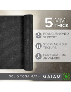 Esterilla de Yoga Gaiam Premium 5mm Antideslizante Negra 2