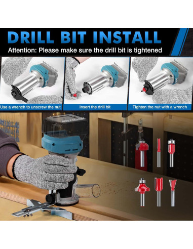 Router Inalámbrico 800W BellaDimora para Batería Makita 18V