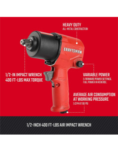 Llave de impacto neumática CRAFTSMAN 1/2" 400 pies-libras 2