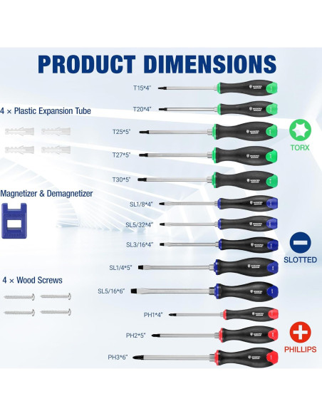 Juego de Destornilladores Magnéticos WORKPRO 24 Piezas Go-Thru
