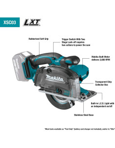 Sierra de Corte de Metal Makita XSC03Z 18V Sin Cable 5-3/8" 2