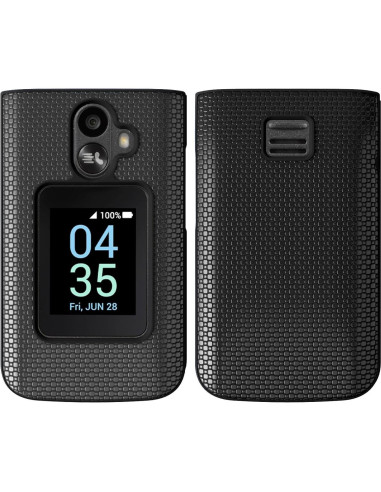 Funda Dura TCL Flip 3 T435 2024 con Protector de Pantalla Negro