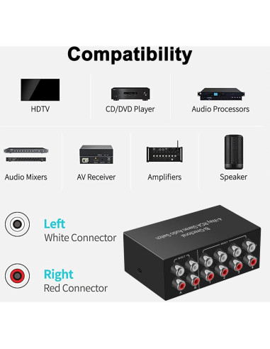 Interruptor RCA Bi-Direccional Y.D.F 4 en 2 Salidas Estéreo