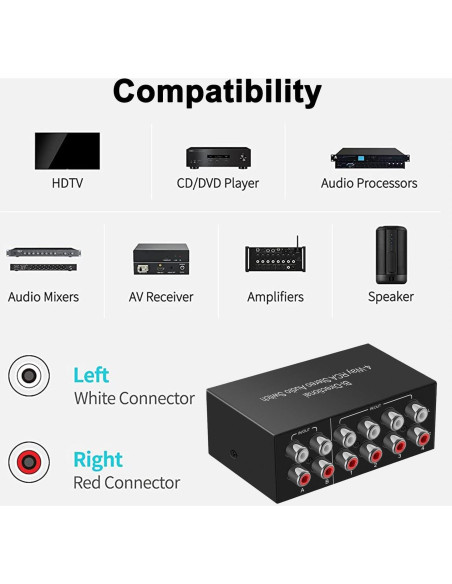 Interruptor RCA Bi-Direccional Y.D.F 4 en 2 Salidas Estéreo