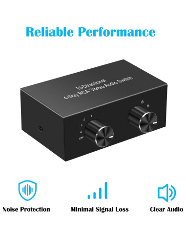 Interruptor RCA Bi-Direccional Y.D.F 4 en 2 Salidas Estéreo
