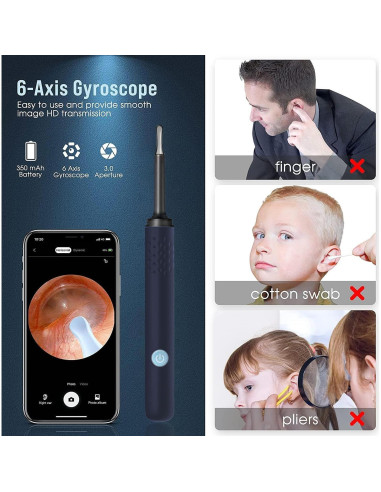 Kit de Eliminación de Cerumen LEIPUT con Cámara 1080P y Luz