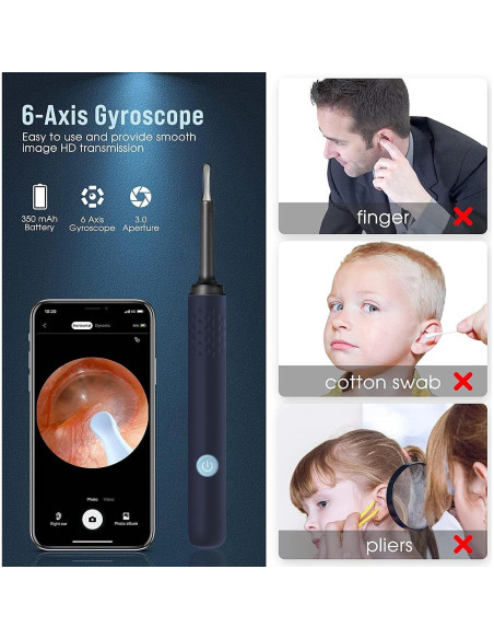 Kit de Eliminación de Cerumen LEIPUT con Cámara 1080P y Luz