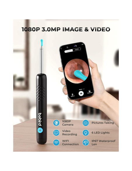 Limpiador de Oídos Bebird R1 con Cámara 1080P HD Inalámbrico