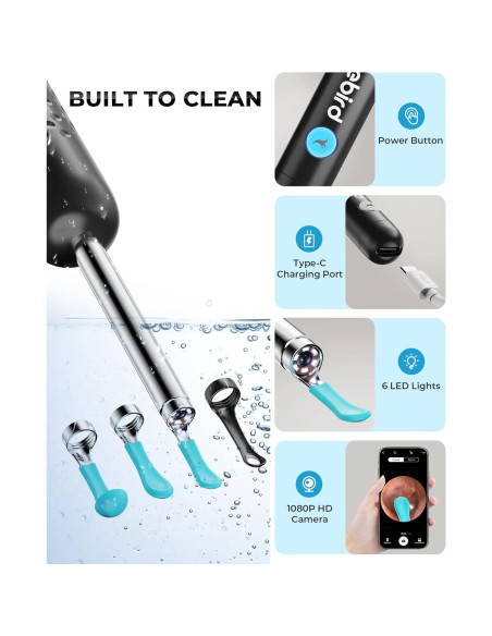 Limpiador de Oídos Bebird R1 con Cámara 1080P HD Inalámbrico