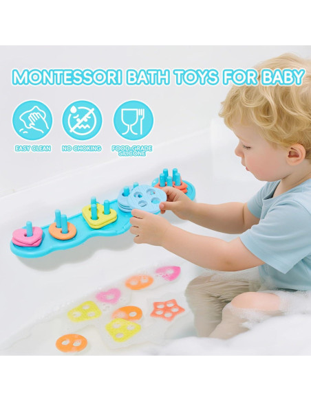 Juguetes de baño educativos AMCHSURI 20 piezas silicona