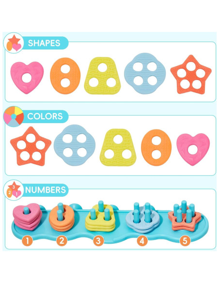 Juguetes de baño educativos AMCHSURI 20 piezas silicona