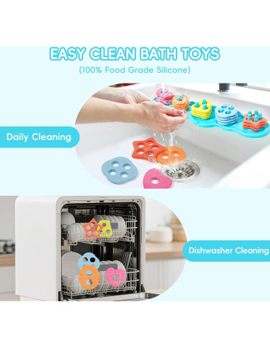 Juguetes de baño educativos AMCHSURI 20 piezas silicona