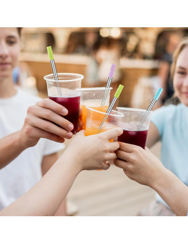 Popotes Reutilizables INVODA 3Pcs Acero Inoxidable Plegables