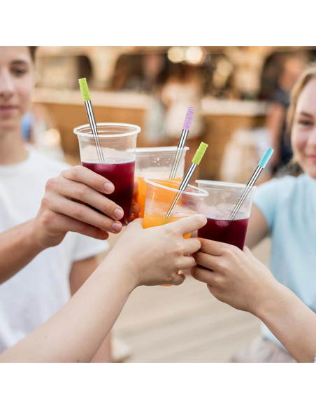 Popotes Reutilizables INVODA 3Pcs Acero Inoxidable Plegables