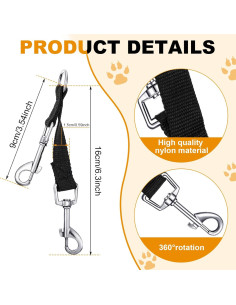 5 Clips de Respaldo para Collar de Perro Frienda Nylon Negro 2