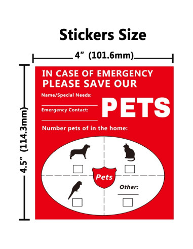 Pegatinas de Alerta para Mascotas Besttile 8 Pcs 10x11 cm