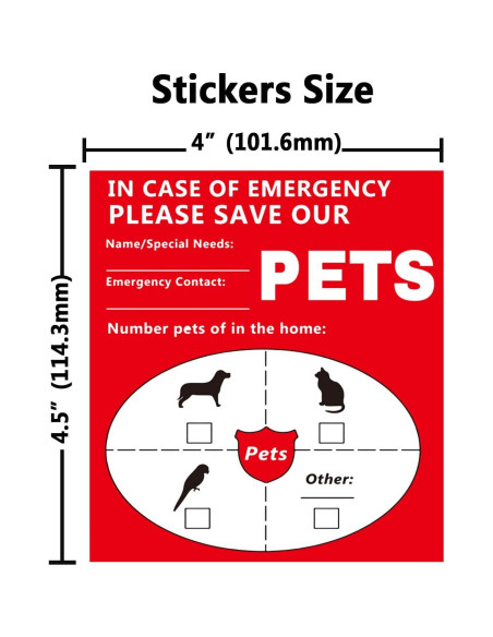 Pegatinas de Alerta para Mascotas Besttile 8 Pcs 10x11 cm