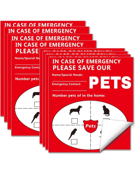 Pegatinas de Alerta para Mascotas Besttile 8 Pcs 10x11 cm