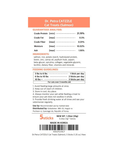 Golosinas Dentales para Gatos Dr.Petra CATZZLE Sabor Salmón 177g
