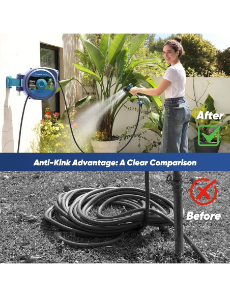 Manguera de Jardín Retráctil Tuzoc 15.24m con Carrete Pared
