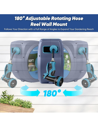Manguera de Jardín Retráctil Tuzoc 15.24m con Carrete Pared