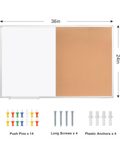 Tablero de Corcho SINDO 91.44x60.96 cm Magnético Blanco 2