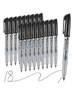 Marcadores Permanentes Cgerma Ultra Fina 18 Unidades Negro