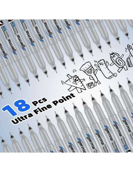 Marcadores Permanentes Cgerma Ultra Fina 18 Unidades Negro