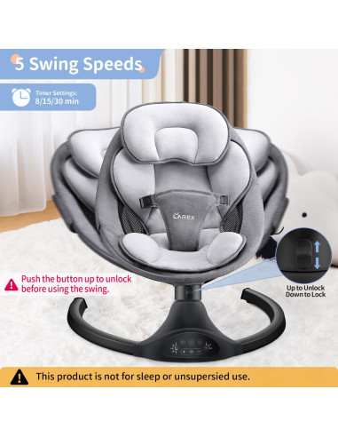 Columpio Eléctrico Portátil LAREX para Bebés 0-6 Meses 9 Kg