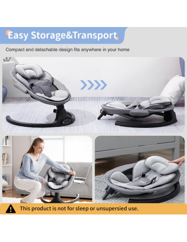 Columpio Eléctrico Portátil LAREX para Bebés 0-6 Meses 9 Kg