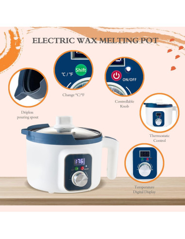 Kit para Hacer Velas KQU ZNJG-1.8 con Olla Digital 1kg