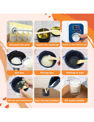 Kit para Hacer Velas KQU ZNJG-1.8 con Olla Digital 1kg