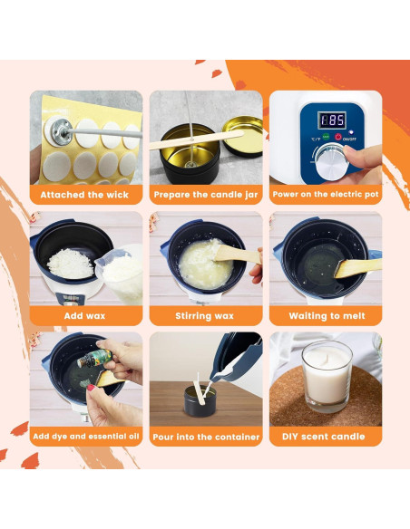 Kit para Hacer Velas KQU ZNJG-1.8 con Olla Digital 1kg