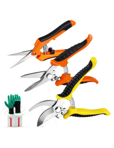 Juego de 3 Tijeras de Jardinería Wevove con Guantes