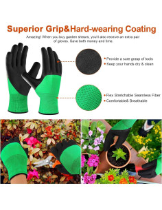 Juego de 3 Tijeras de Jardinería Wevove con Guantes 2