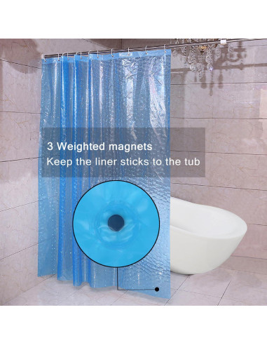 Forro de Ducha EVA LQFMEHOT 72x72cm Azul Impermeable 3D